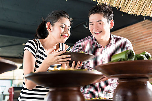 人,选择,食物,印尼人,自助餐,餐馆