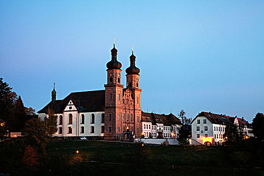 寺院,教堂,黄昏,黑森林,巴登符腾堡,德国,欧洲