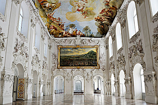 大厅,一层,城堡,施莱斯海姆宫,宫殿,乌伯施莱斯海姆,靠近,慕尼黑,上巴伐利亚,巴伐利亚,德国,欧洲