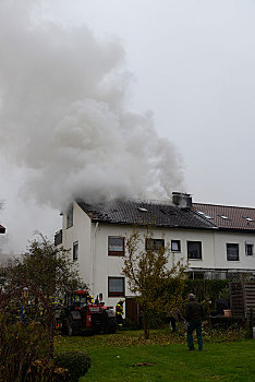 粗厚,烟,屋顶,火,巴登符腾堡,德国,欧洲