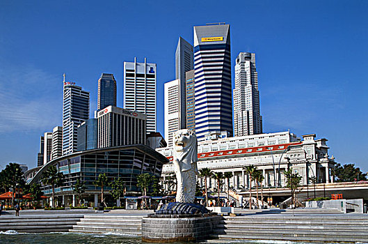 雕塑,正面,摩天大楼,新加坡