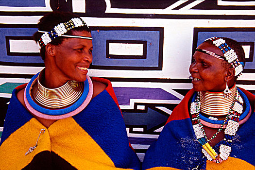 南非,靠近,两个,女人,正面,涂绘,家