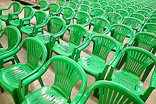 许多,绿色,椅子,排