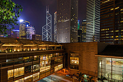 中银大厦,摩天大楼,天际线,夜晚,市中心,香港岛,香港,中国
