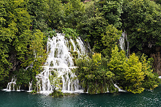 瀑布,湖,克罗地亚,欧洲