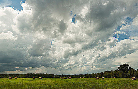 乌云,上方,干草包,阿肯色州,美国