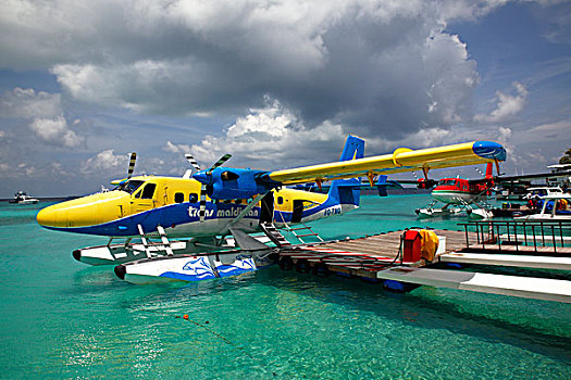 水上飞机,浮筒,古丽都岛,岛屿,胜地,环礁,马尔代夫,亚洲