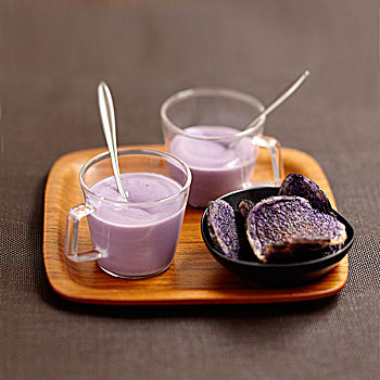 奶油,紫色马铃薯,土豆汤,松脆食品