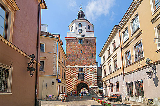 14世纪,克拉科夫,大门,正门入口,老城,凝视,卢布林,波兰
