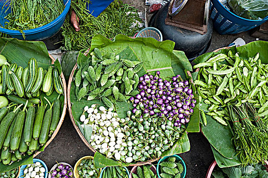 新鲜,蔬菜,市场,禁止,崖,曼谷,泰国,亚洲