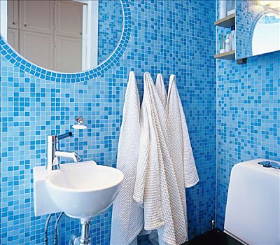 浴室,蓝色,镶嵌图案