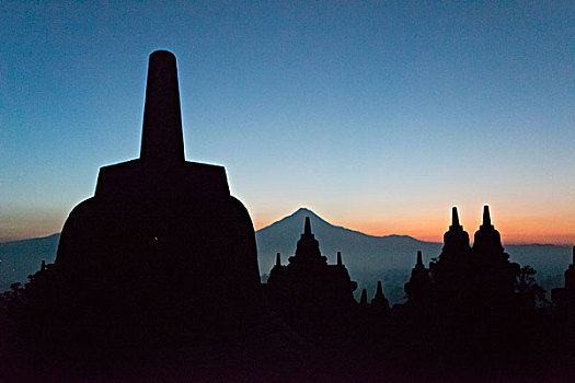 浮罗佛屠,黎明,世界遗产,爪哇,印度尼西亚,大幅,尺寸