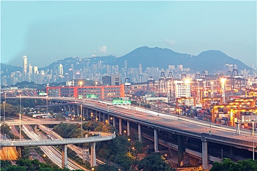 香港,桥,运输,容器,码头