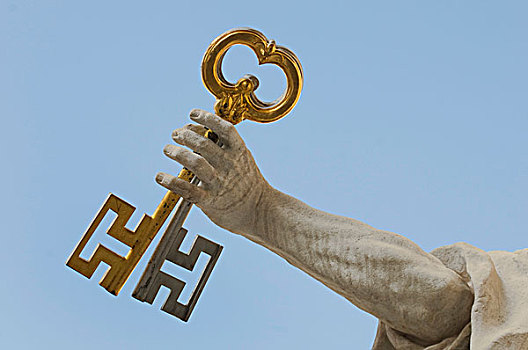 拿着,钥匙,特写,正面,萨尔茨堡,大教堂,世界遗产,奥地利,欧洲