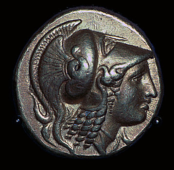 头部,雅典娜,金色,亚历山大大帝,公元前4世纪,艺术家,未知