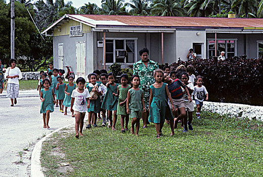 库克群岛,纽埃岛,街景,学童