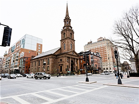 阿灵顿,街道,教堂,波士顿