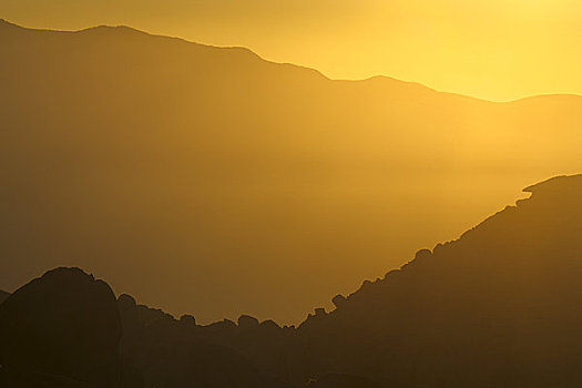 剪影,山峦,日出,阿拉巴马山丘,加利福尼亚,美国