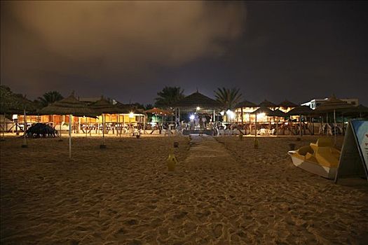 海滩,夜晚,哈马麦特,突尼斯
