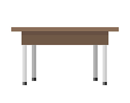 木桌子,公寓,插画,古典,褐色,钢铁,腿,空,木质露台,桌子,象征,隔绝,矢量,白色背景,背景