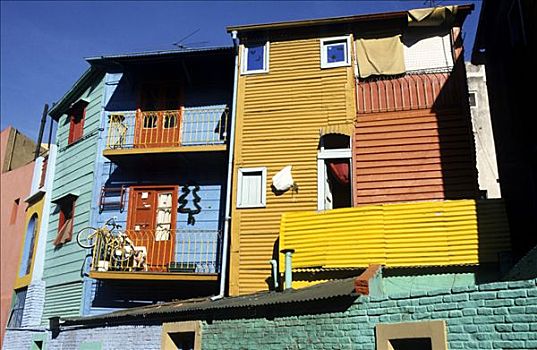 彩色,房子,港口,区域,布宜诺斯艾利斯,阿根廷