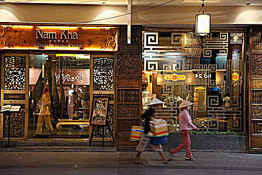 越南,胡志明市,西贡,街道,夜晚