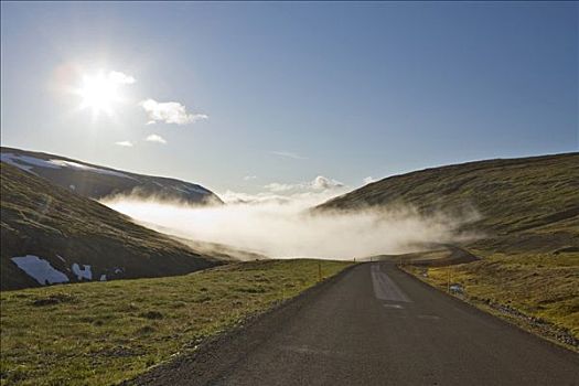 雾,公路,西部,峡湾,冰岛,大西洋