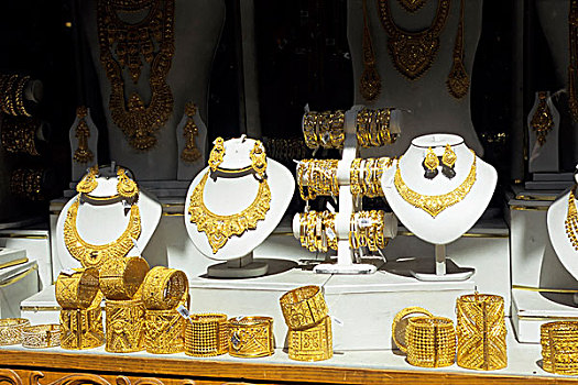 阿联酋,迪拜,黄金市场,橱窗展示