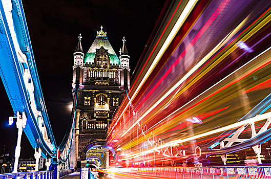塔桥,伦敦,英国,移动,红色,双层巴士