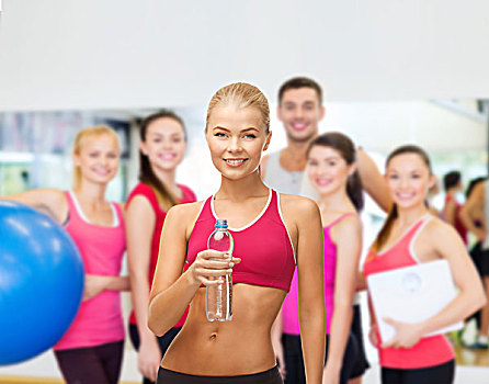 健身,健康,节食,概念,运动,女人,水瓶