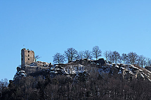 风景,城堡,遗址,12世纪,上弗兰科尼亚,巴伐利亚,德国,欧洲