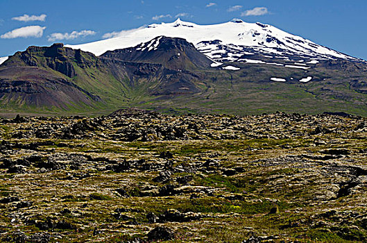 冰河,熔岩原,半岛,斯奈山半岛,冰岛,欧洲