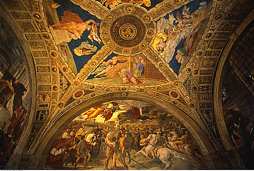 仰视,天花板,梵蒂冈博物馆,梵蒂冈城,罗马,意大利