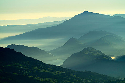 皇后,山,琉森湖,前景,布里恩茨,瑞士,欧洲