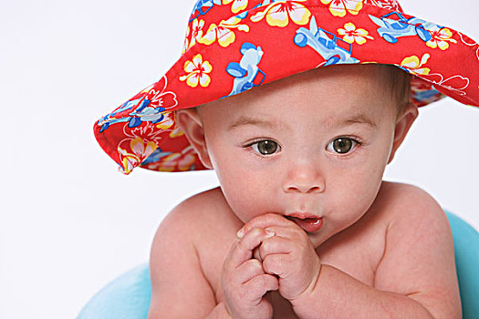 男婴,戴着,夏威夷,帽子,俄勒冈,美国
