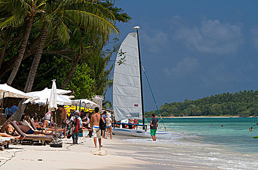 双体船,海滩,岛屿,苏梅岛,泰国