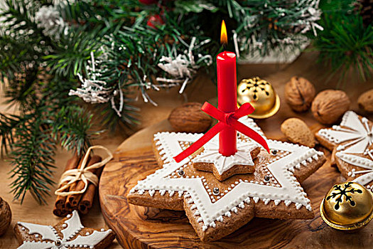 自制,姜饼,蜡烛,圣诞节
