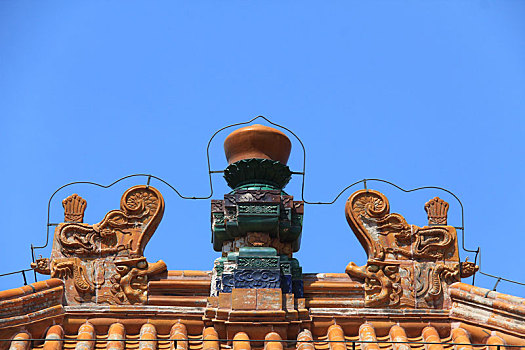 北京皇家园林颐和园四大部洲屋脊宝塔