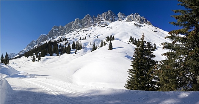 冬天,雪山,全景