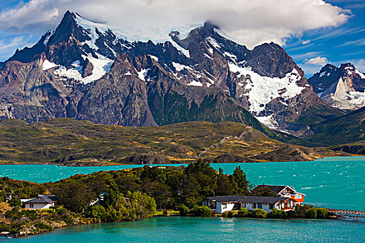 智利,麦哲伦省,区域,托雷德裴恩国家公园,拉哥裴赫湖,早晨,风景,酒店