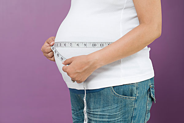 孕妇,测量,腹部,皮尺
