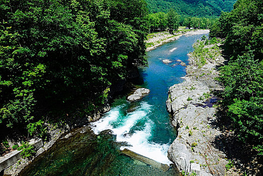 瀑布,乡村,北海道,日本