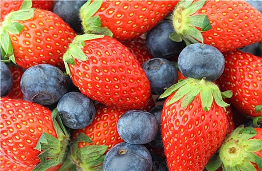 草莓,蓝莓,混合