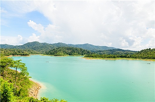 景色,绿色,湖,坝