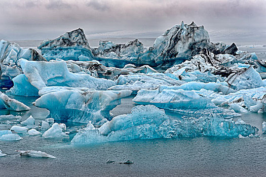 漂浮,蓝色,冰山,杰古沙龙湖,冰河,泻湖,雾,后面,瓦特纳冰川,南方,区域,冰岛,欧洲