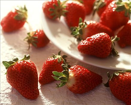 草莓,旁侧,白色,盘子