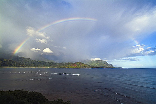彩虹,上方,湾,考艾岛,夏威夷,美国