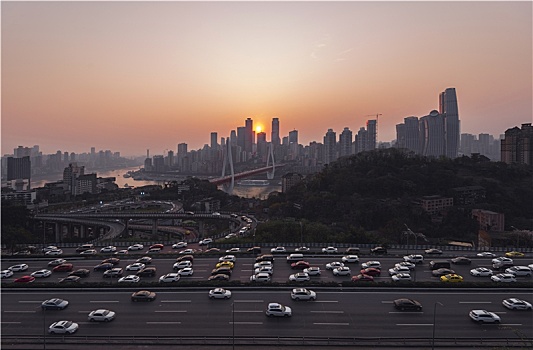 重庆渝中半岛夕阳风光