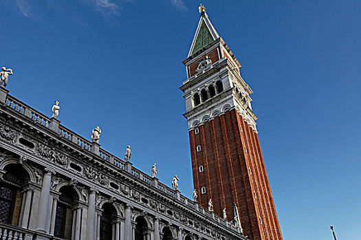 钟楼,圣马可广场,广场,威尼斯,世界遗产,威尼西亚,意大利,欧洲