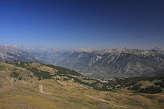 风景,山谷,西部,阿尔卑斯山,高处,上阿尔卑斯省,法国,欧洲